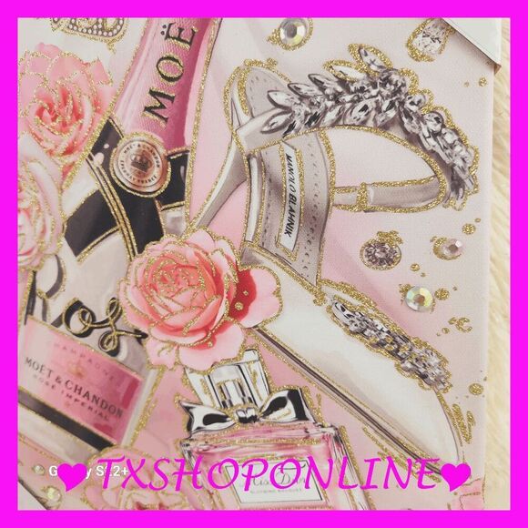 💕💕{Design District} Designer Framed Pink Bling Fashion Wall Art💟💟 New - Picture 6 of 6